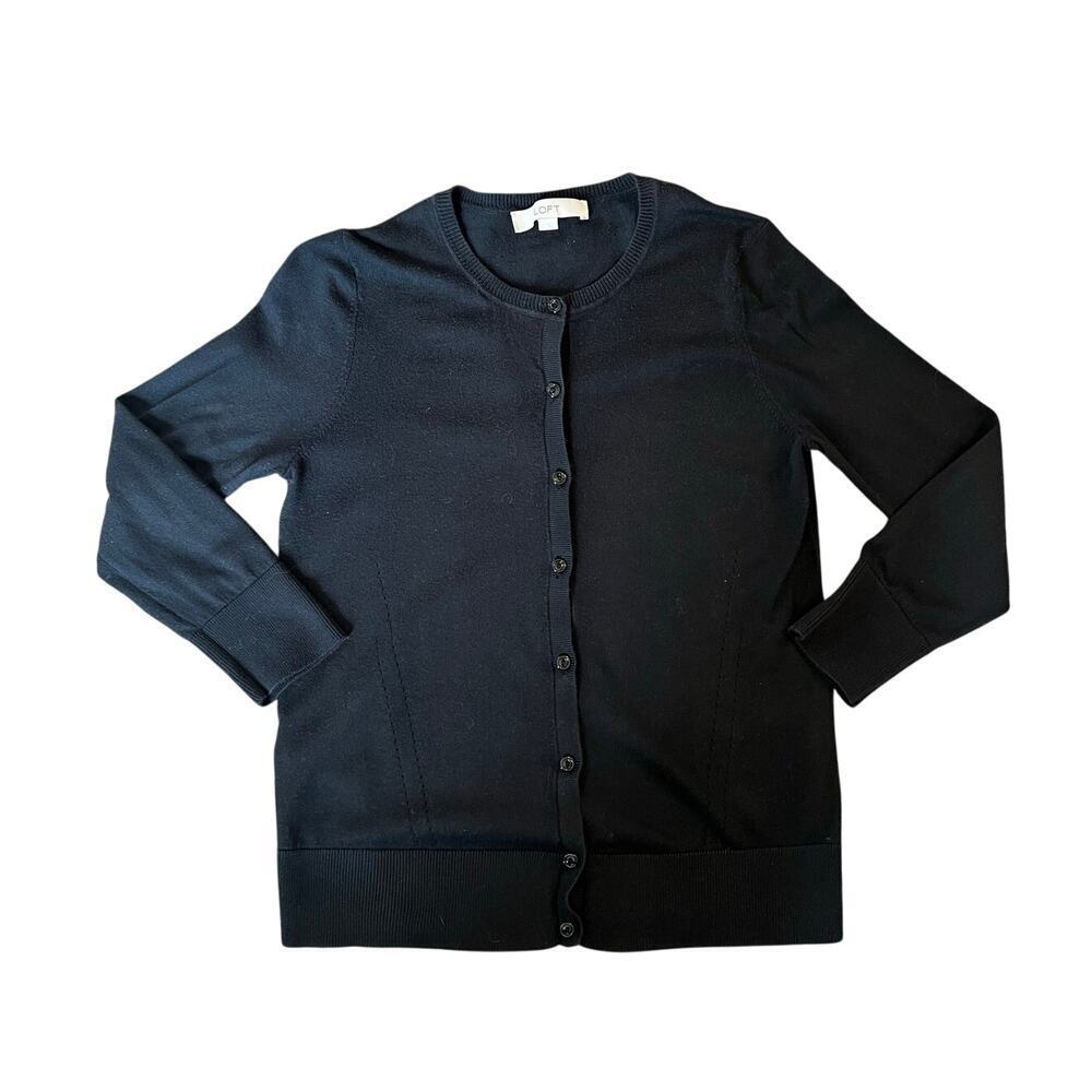 Ann Taylor Loft Cardigan, Small, Black, 100% Pima Cotton, Office. Work, Sweater